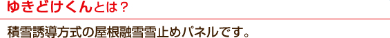 ゆきどけくんとは？積雪誘導方式の屋根融雪雪止めパネルです。